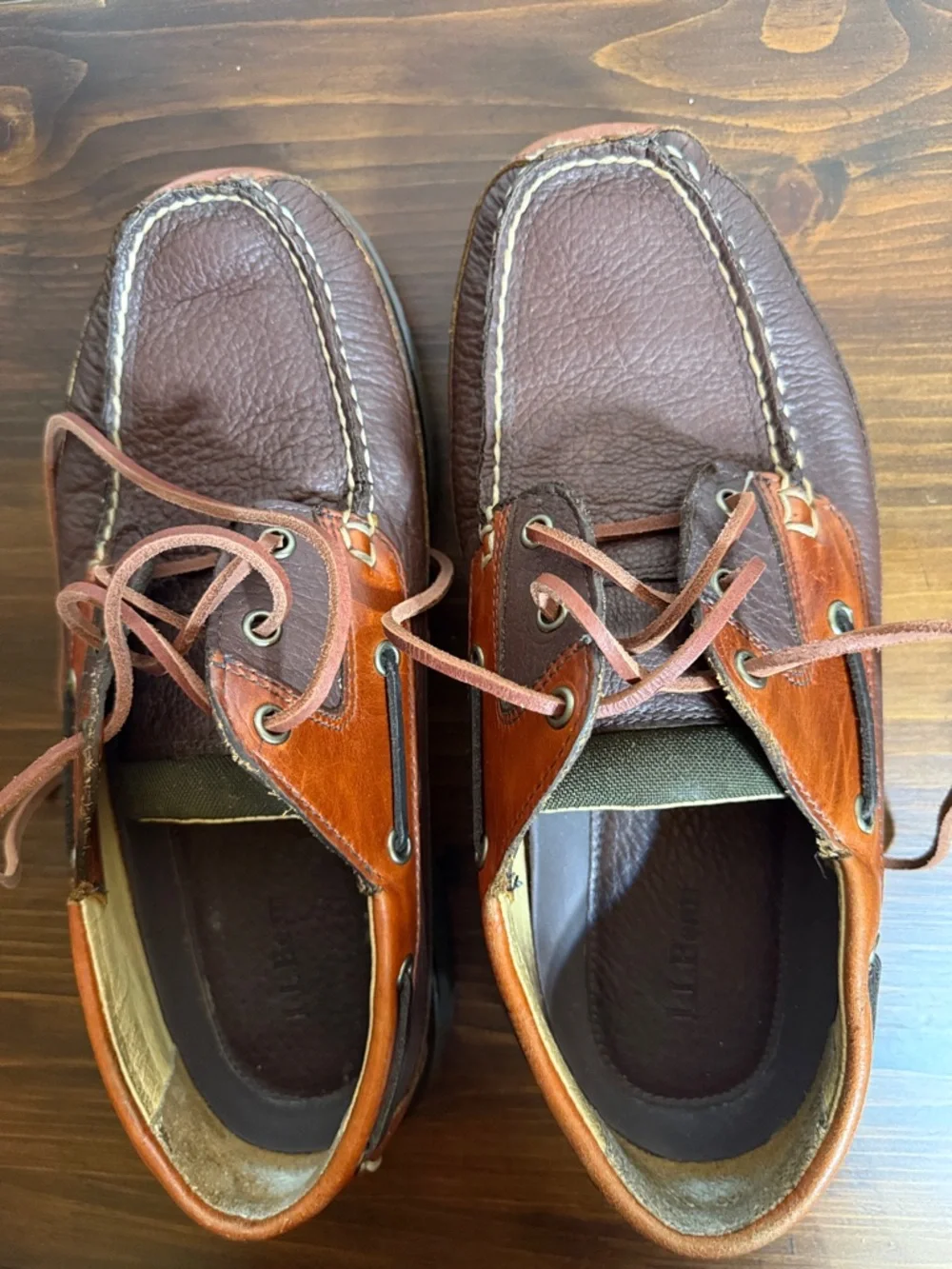 L.L. Bean Men’s Leather Boat Shoes Brown Lace Up Moc Toe Outdoor Comfort Size 11